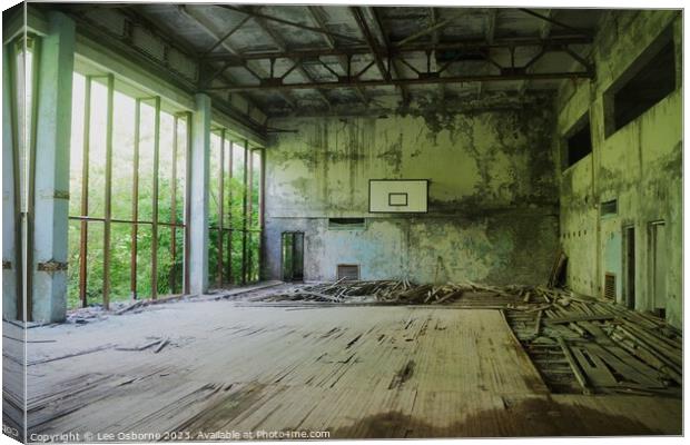 Basketball in Pripyat (Chernobyl Exclusion Zone, Ukraine) Canvas Print by Lee Osborne