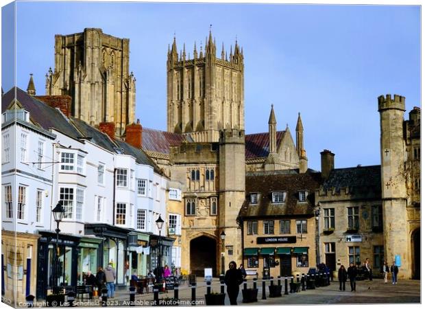 Wells cathedral Somerset  Canvas Print by Les Schofield