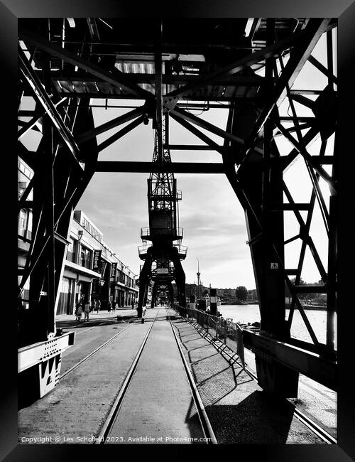 Bristol dock cranes Framed Print by Les Schofield