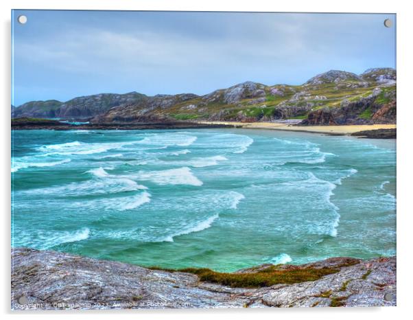 Oldshoremore Bay North West Scotland Fresh Atlantic Rollers Acrylic by OBT imaging