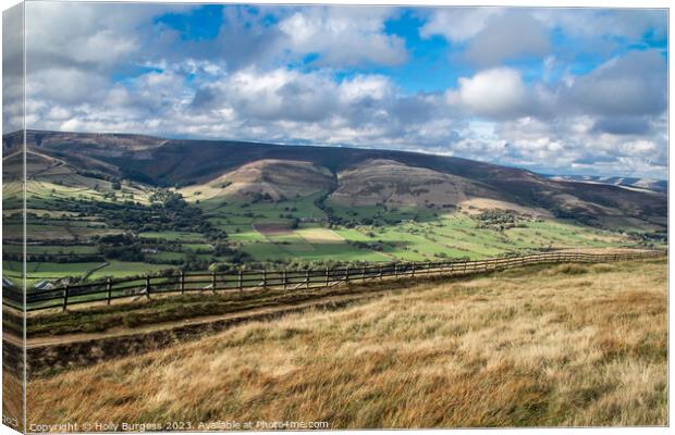 Hills of eden Valley laying near Castle-ton in Derbyshire  Canvas Print by Holly Burgess