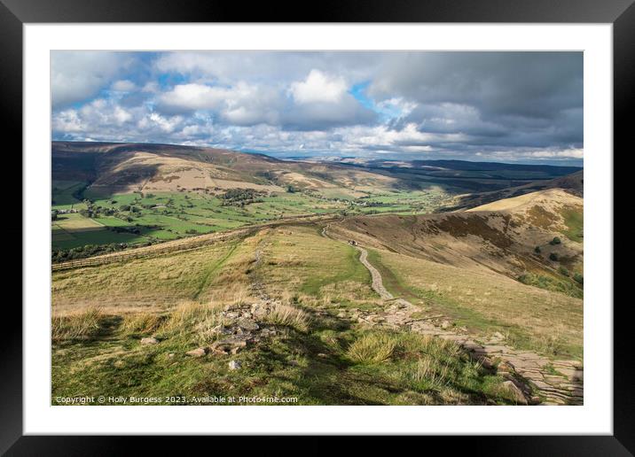 Mam tor over looking Castle ton, Peak District stunning views over the ridges and walk  Framed Mounted Print by Holly Burgess