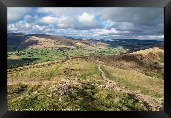 Mam tor over looking Castle ton, Peak District stunning views over the ridges and walk  Framed Print by Holly Burgess