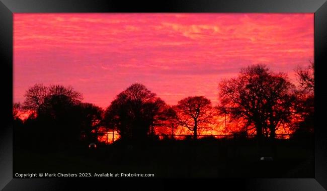 Majestic Sunset Silhouette Framed Print by Mark Chesters