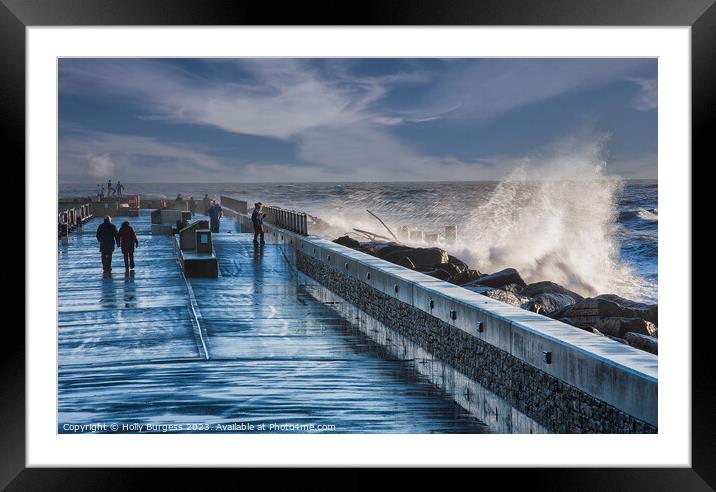 Stormy day at West Bay Dorset  Framed Mounted Print by Holly Burgess