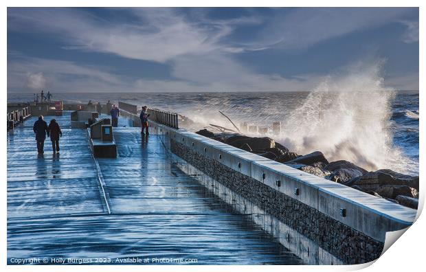 Stormy day at West Bay Dorset  Print by Holly Burgess