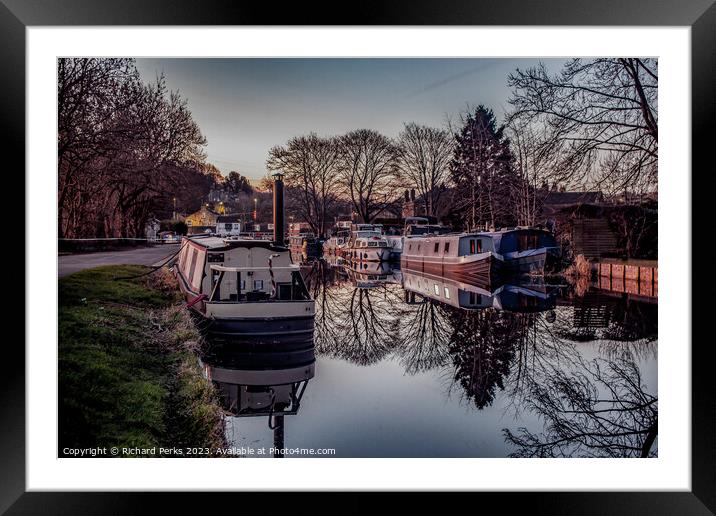 Early Morning on the Leeds-liverpool canal - Rodle Framed Mounted Print by Richard Perks