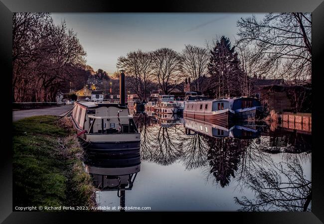 Early Morning on the Leeds-liverpool canal - Rodle Framed Print by Richard Perks