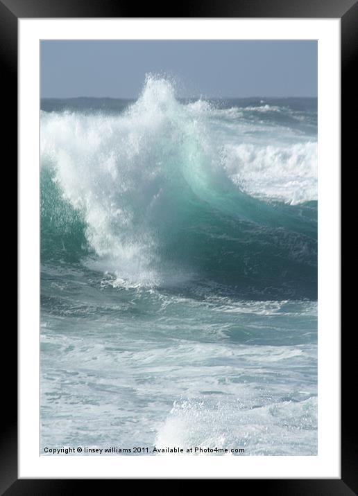 Sennen Surf Framed Mounted Print by Linsey Williams
