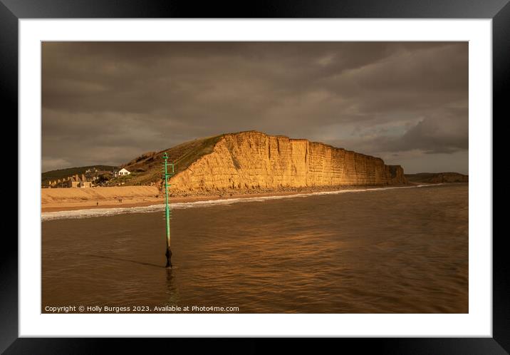 Crumbling Cliffs: West Bay's Dramatic Landscape Framed Mounted Print by Holly Burgess