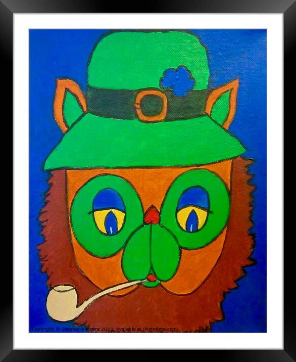 Leprechaun Cat Framed Mounted Print by Stephanie Moore