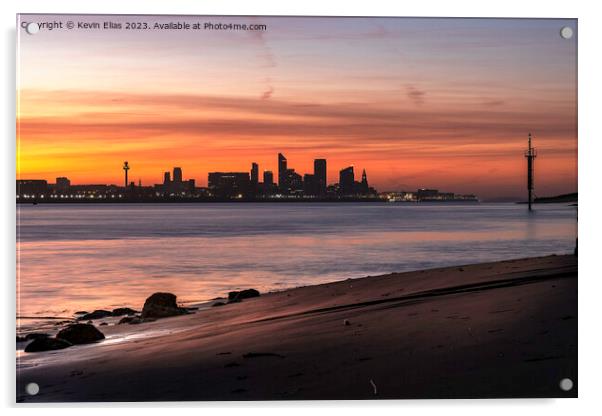Liverpool sunrise Acrylic by Kevin Elias