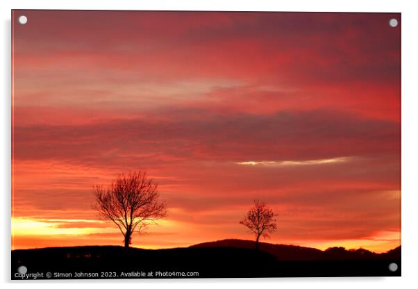 Cotswold Sunset  Acrylic by Simon Johnson