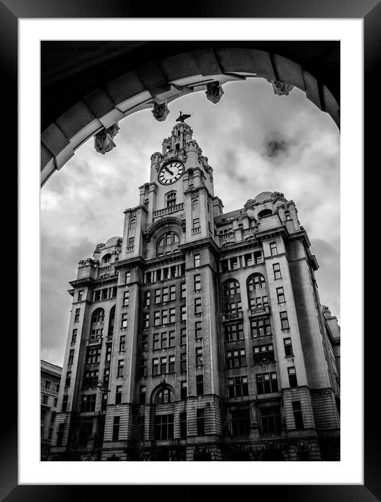 Iconic Liver Building Silhouette Framed Mounted Print by Kevin Elias