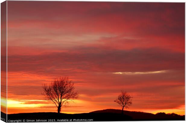 Cotswold sunset  Canvas Print by Simon Johnson