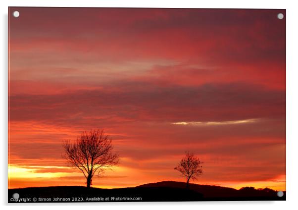Cotswold sunset  Acrylic by Simon Johnson