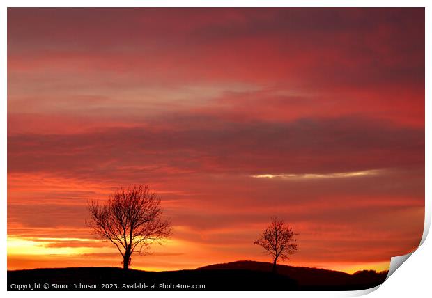 Cotswold sunset  Print by Simon Johnson