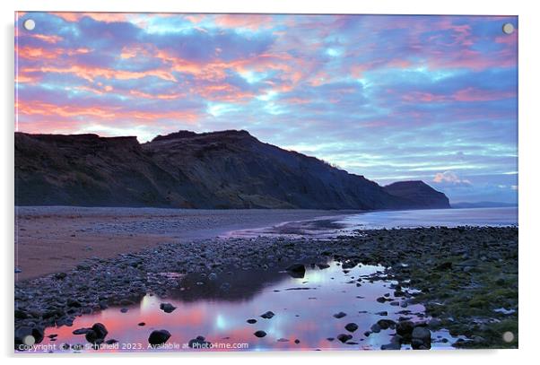 Majestic Sunrise at Charmouth Acrylic by Les Schofield