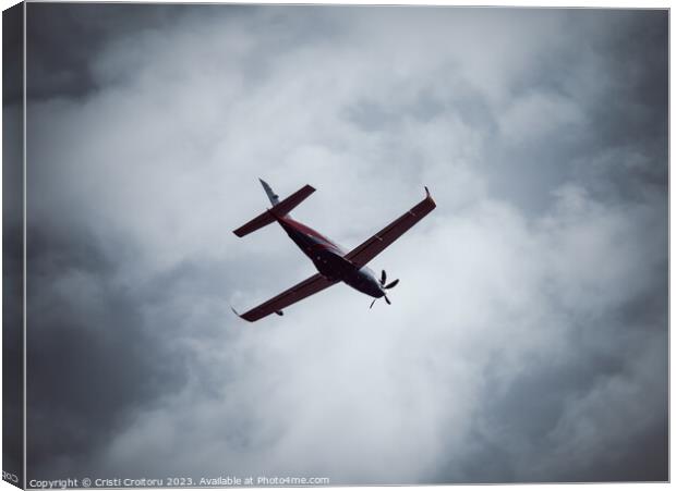 Turboprop airplane flaying Canvas Print by Cristi Croitoru