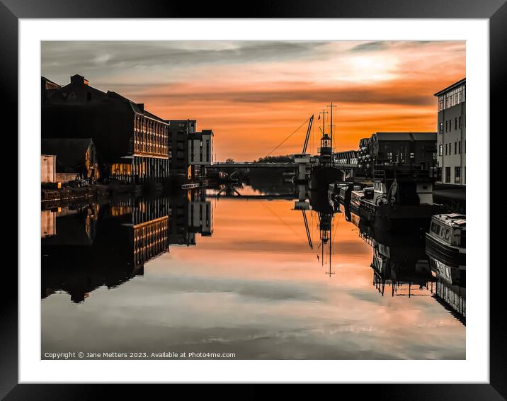 The Sun Setting over the Docks  Framed Mounted Print by Jane Metters