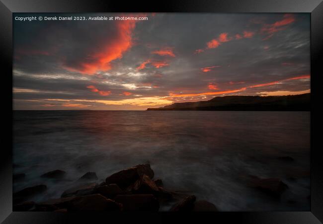 Majestic Sunset at Kimmeridge Bay Framed Print by Derek Daniel