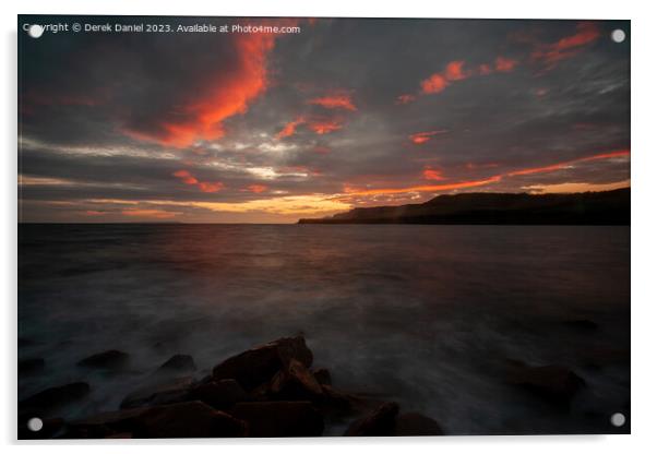 Majestic Sunset at Kimmeridge Bay Acrylic by Derek Daniel