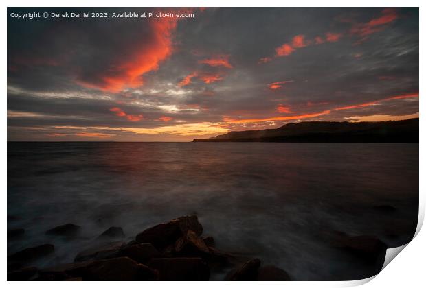 Majestic Sunset at Kimmeridge Bay Print by Derek Daniel