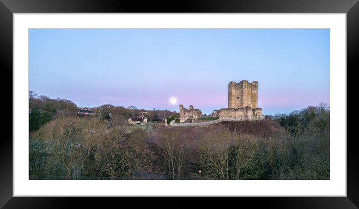 Conisbrough Castle Full Moon Framed Mounted Print by Apollo Aerial Photography