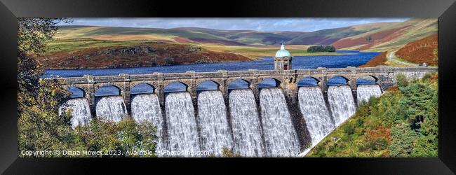 Craig Goch Reservoir Elan Valley Panoramic Framed Print by Diana Mower