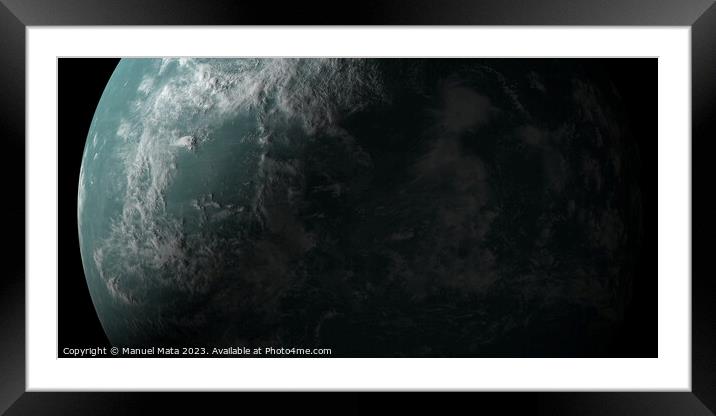 Cloudy surface of exoplanet Kepler 22b Framed Mounted Print by Manuel Mata