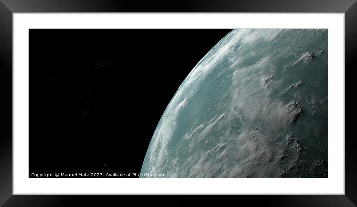 Atmosphere in hypothetical exoplanet Kepler 22b Framed Mounted Print by Manuel Mata