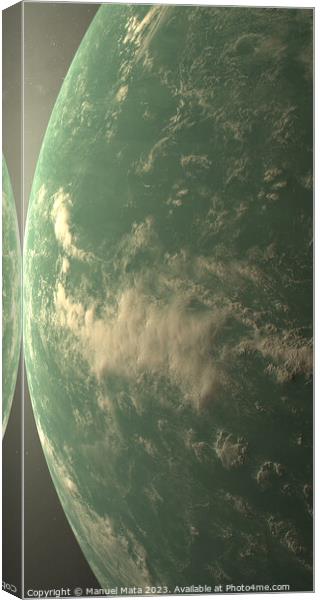 Exoplanet Kepler 22b in the outer space with solar atmosphere Canvas Print by Manuel Mata