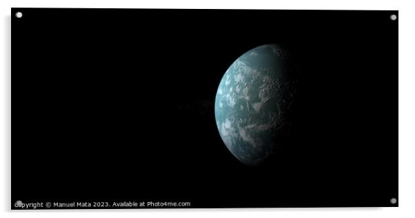 Hypothetical exoplanet Kepler 22b orbiting in the outer space Acrylic by Manuel Mata