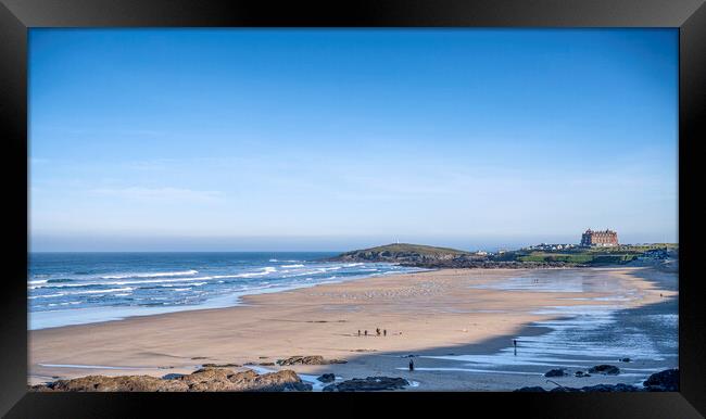 Fistral Beach Newquay,winter day Framed Print by kathy white
