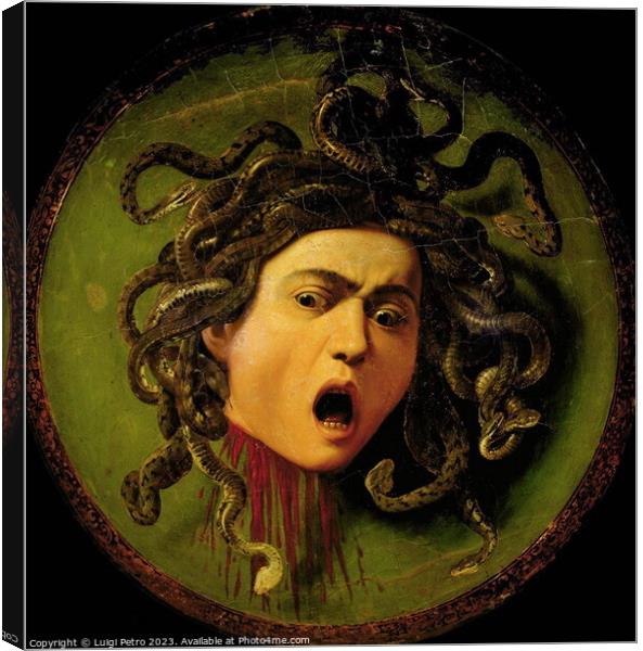 Medusa by Caravaggio, ca 1598 - oil on canvas.. Fl Canvas Print by Luigi Petro