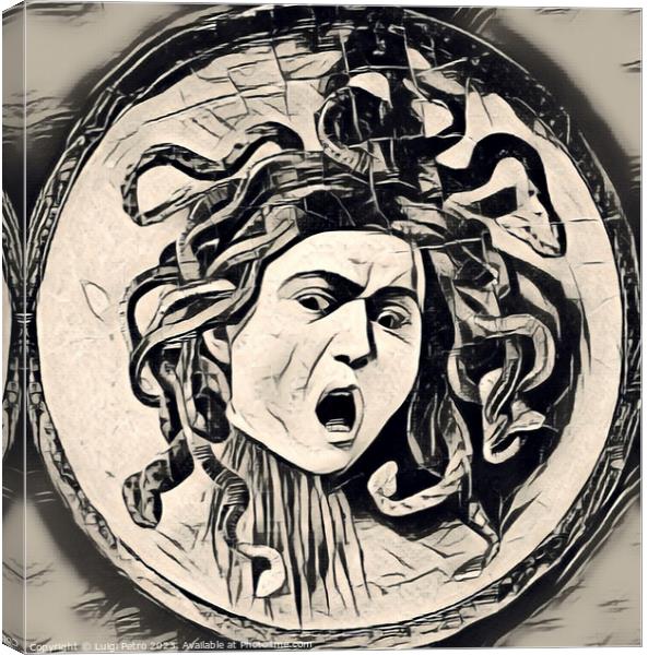 Medusa by Caravaggio, ca 1598 - oil on canvas.. Fl Canvas Print by Luigi Petro