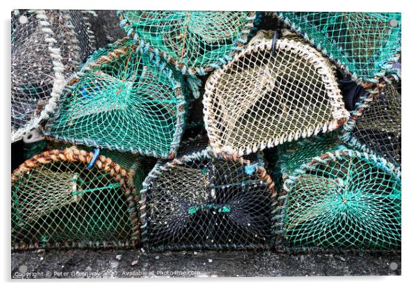 Empty Fishermen Lobster Pots On The Isle Of Skye, Scotland Acrylic by Peter Greenway