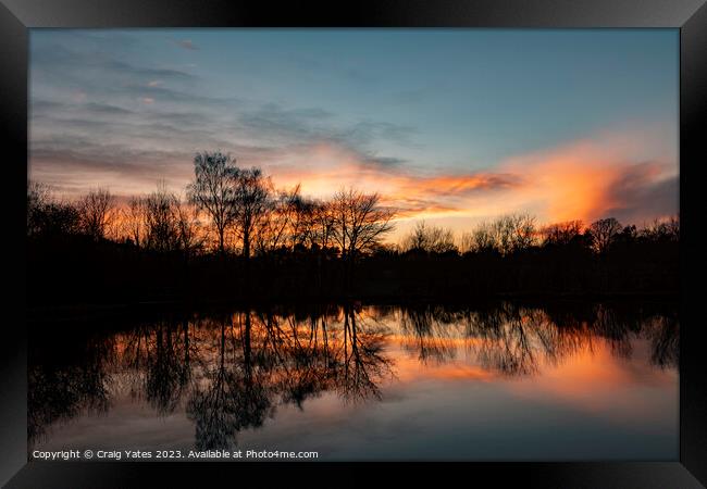 Winter Sunset Reflection. Framed Print by Craig Yates