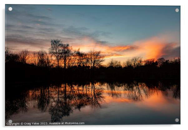 Winter Sunset Reflection. Acrylic by Craig Yates