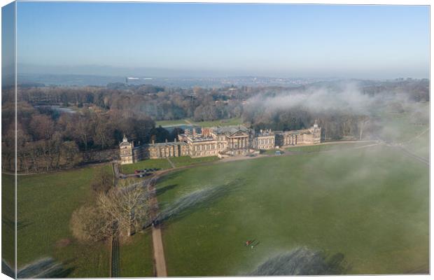 Wentworth Woodhouse In The Mist Canvas Print by Apollo Aerial Photography