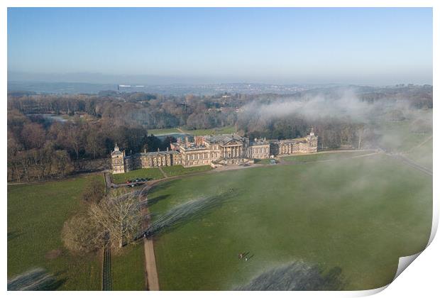Wentworth Woodhouse In The Mist Print by Apollo Aerial Photography