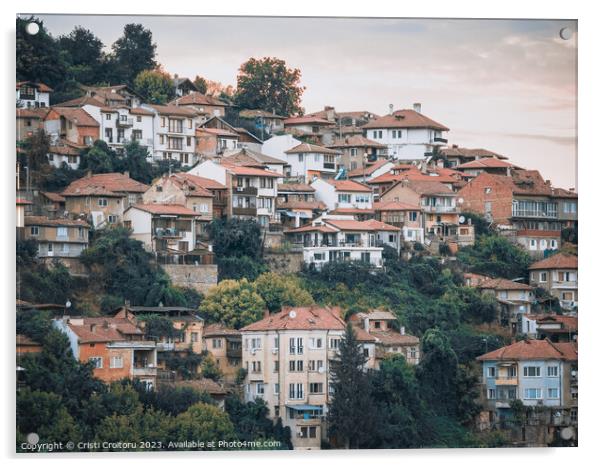 Houses in Veliko Tarnovo, Bulgaria Acrylic by Cristi Croitoru
