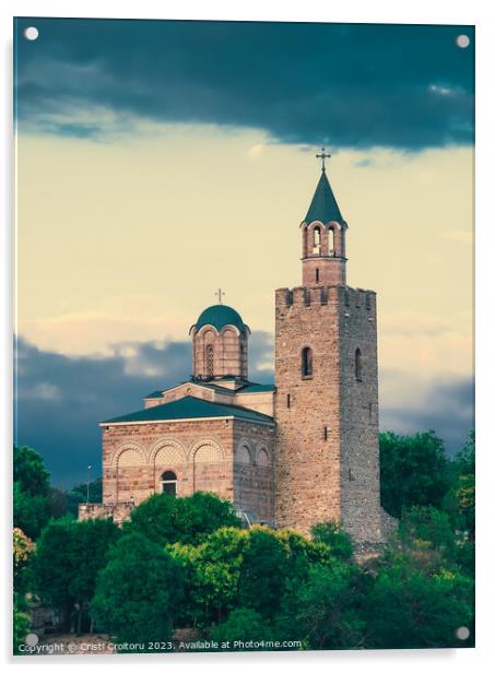 Eastern Orthodox Ascension Cathedral Tsarevets, in Veliko Tarnovo. Acrylic by Cristi Croitoru
