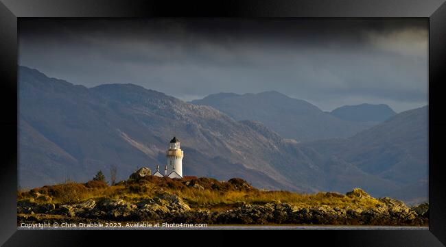 Isle Ornsay Lighthouse in Autumn light Framed Print by Chris Drabble