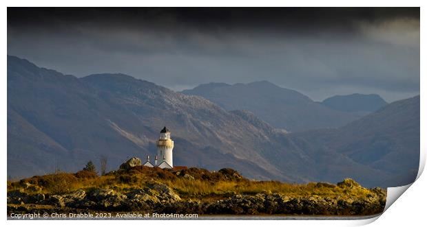 Isle Ornsay Lighthouse in Autumn light Print by Chris Drabble
