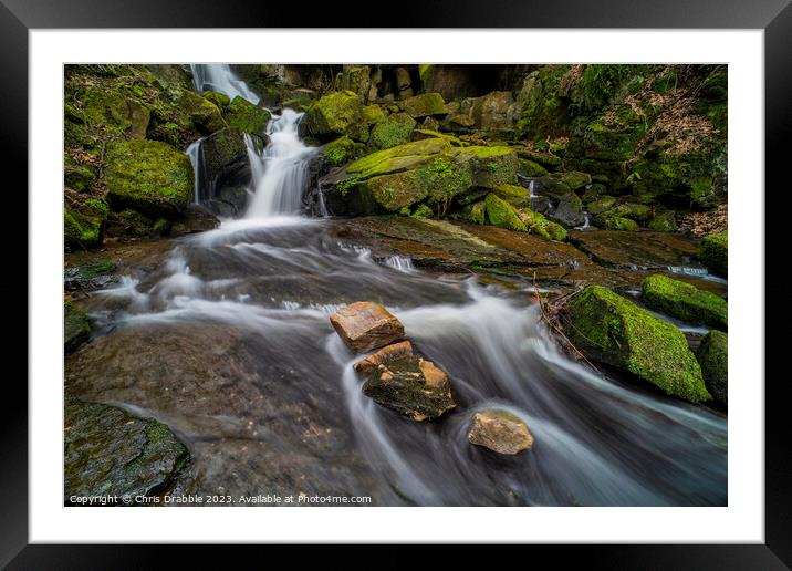 Lumsdale Waterfall (2) Framed Mounted Print by Chris Drabble