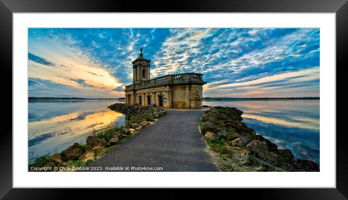 Normanton Church at sunset Framed Mounted Print by Chris Drabble