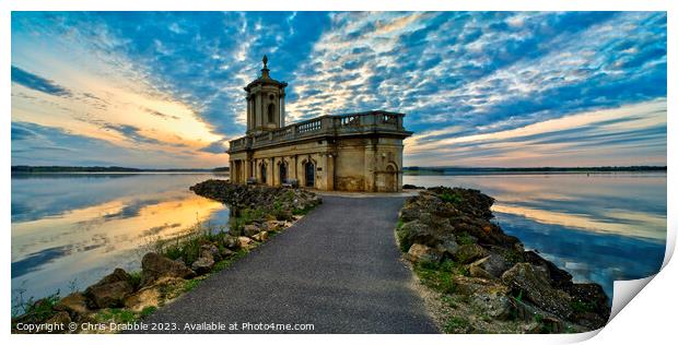 Normanton Church at sunset Print by Chris Drabble