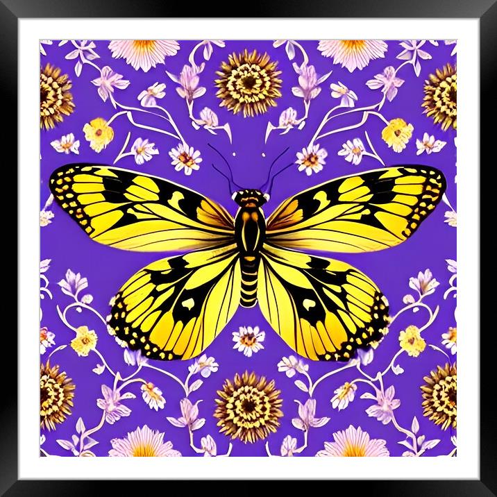Yellow Butterfly on Purple Framed Mounted Print by Scott Anderson