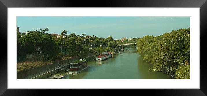 Houseboats on the Tiber Framed Mounted Print by Tom Gomez